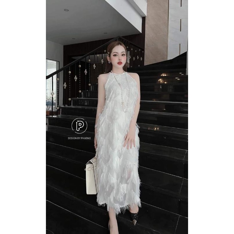 🌸Váy xuông cổ yếm lông neww💥💥