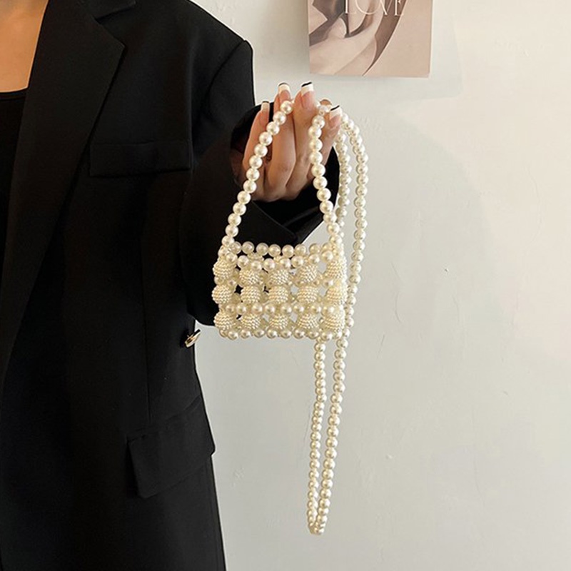 Túi Đeo Chéo mini Đính Ngọc Trai Phong Cách retro Dành Cho Nữ