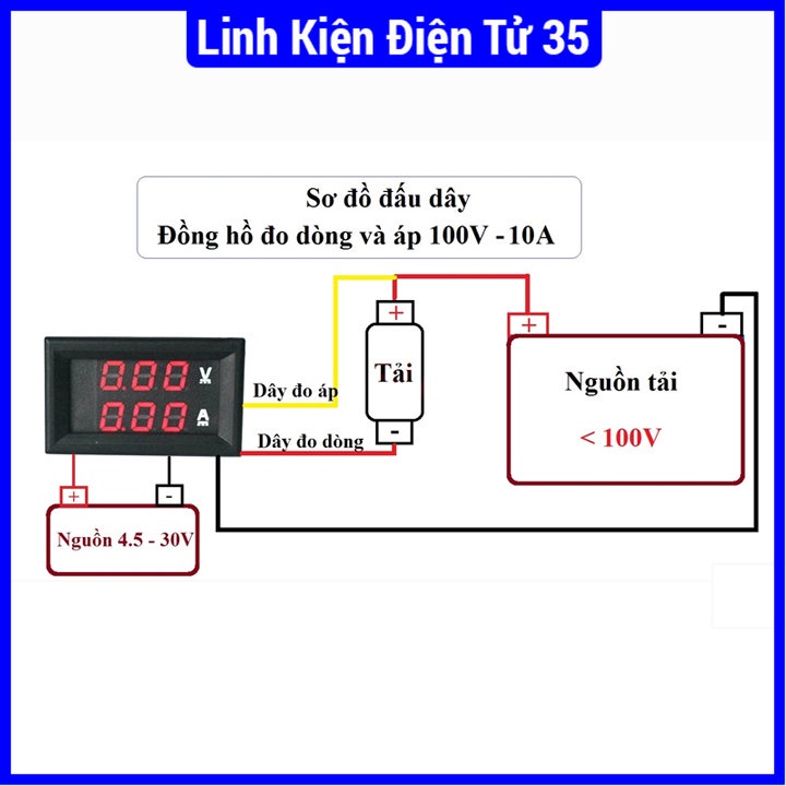 Module đo dòng đo áp 0-100V/10A, hỗ trợ led hiển thị thông minh, chất lượng tốt