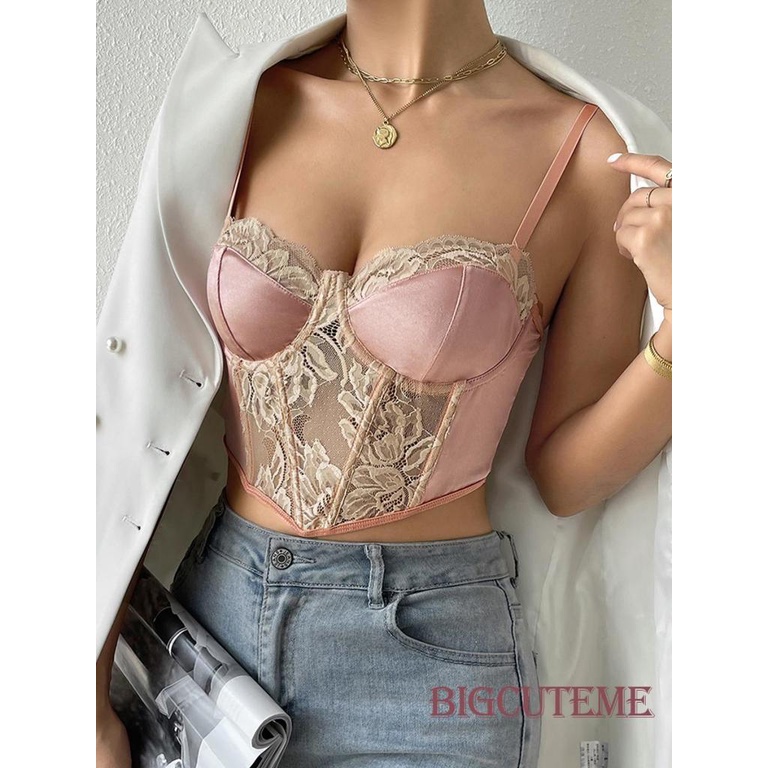 Áo Không Tay Xuyên Thấu Phối Ren Hoa Thời Trang Đường Phố Dành Cho Nữ