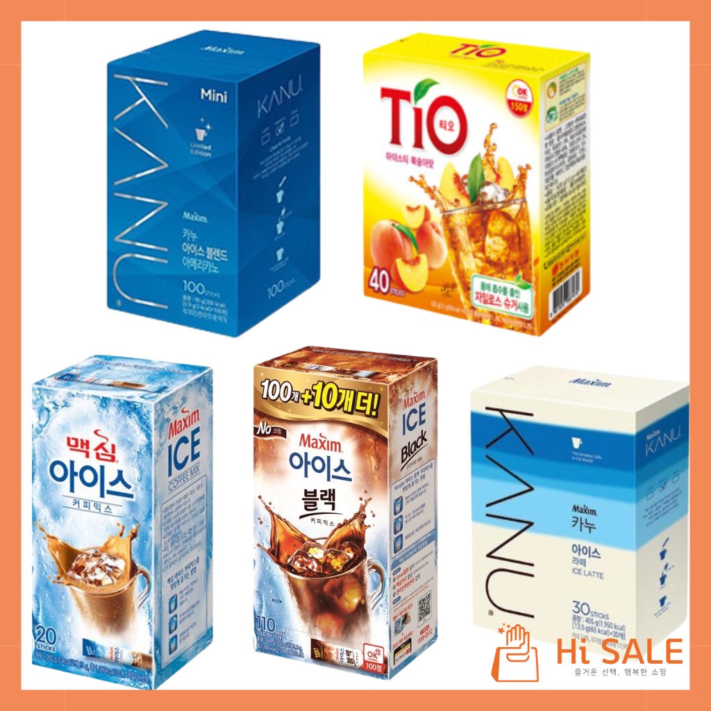 Bộ sưu tập cà phê đá MAXIM KANU (Ice Coffee Mix, Ice Coffee Black, KANU Ice Latte, TIO Ice Tea, KANU