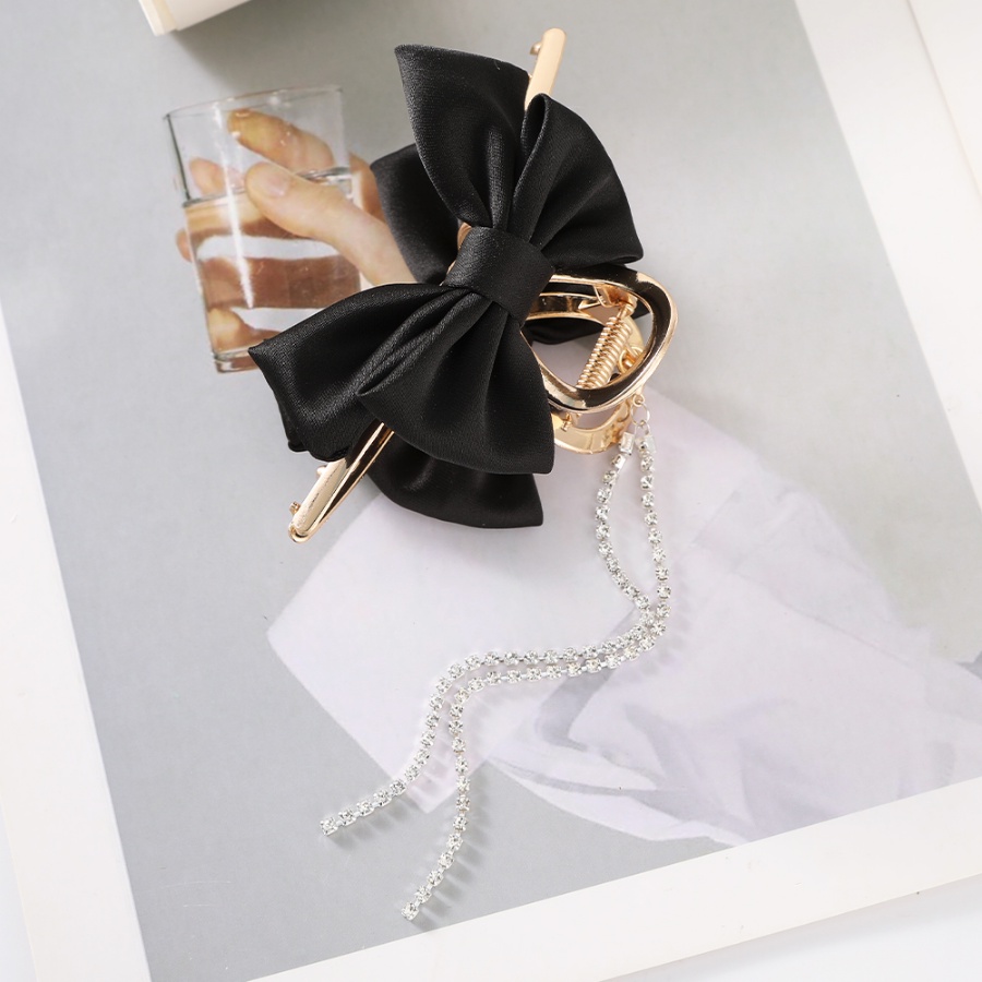 Kẹp Tóc Đuôi Ngựa Hình Nơ Đính Đá &amp; Ngọc Trai Phong Cách Hàn Quốc Thời Trang Cho Nữ