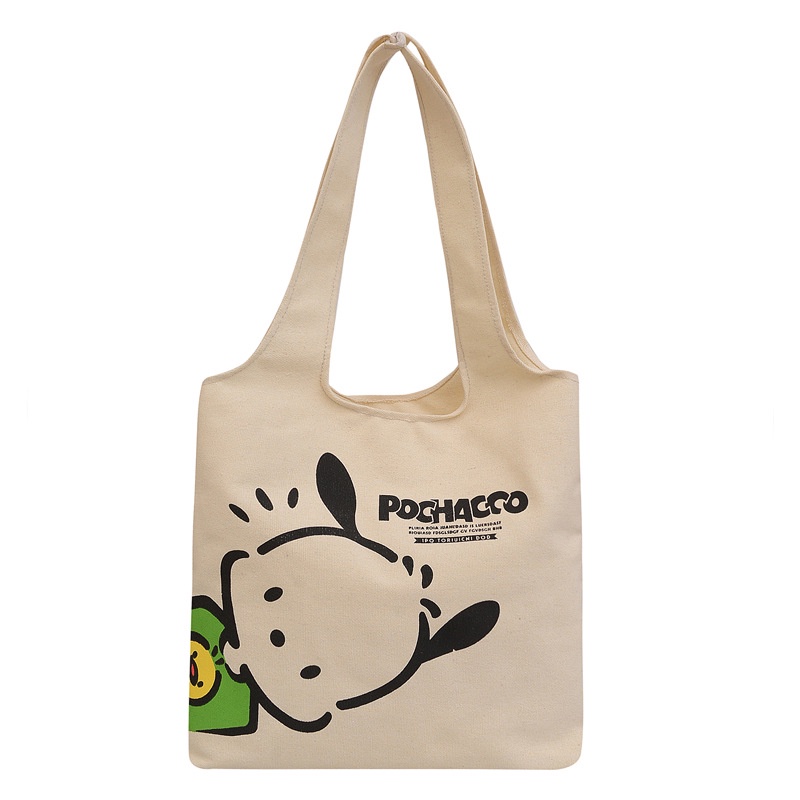 Túi Xách Tay Bằng Vải Canvas Cỡ Lớn Hình Sanrio Pochacco Dễ Thương Thời Trang Cho Học Sinh BY2 YB2