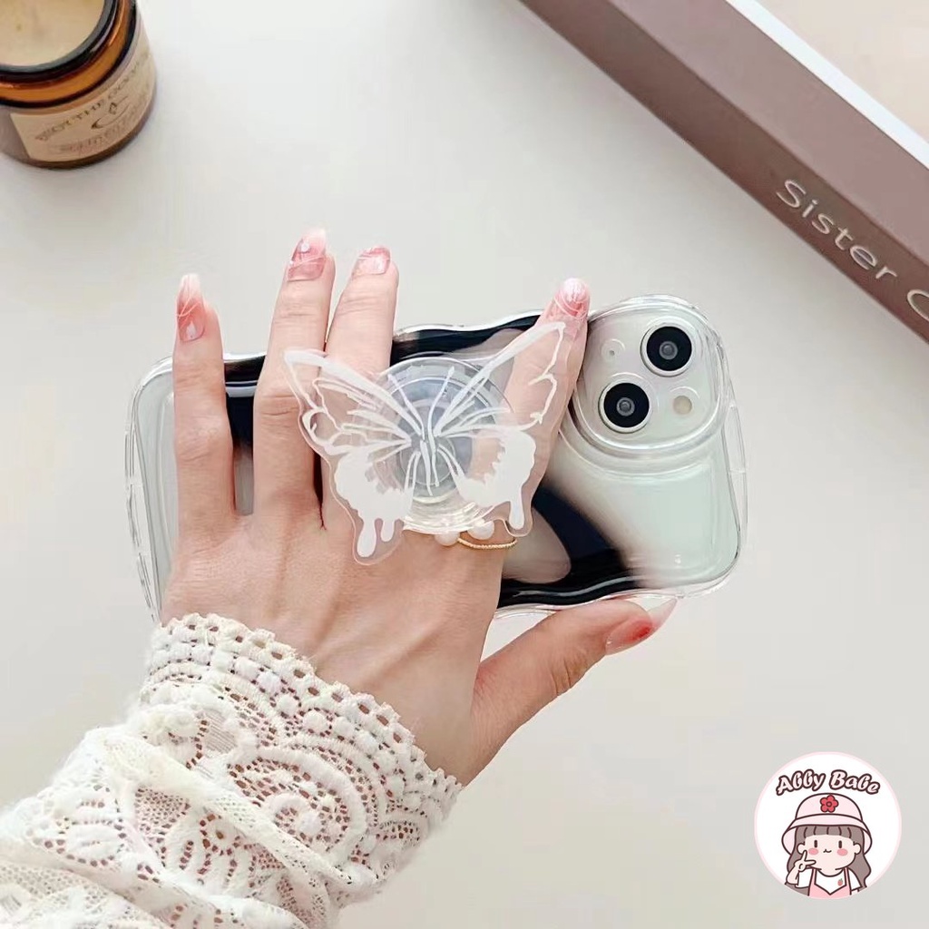 Ốp Điện Thoại TPU Mềm Trong Suốt Màu Đen 3D Chống Dơ Có Giá Đỡ Cho IPhone 14 Pro Max 13 12 11 Pro Max