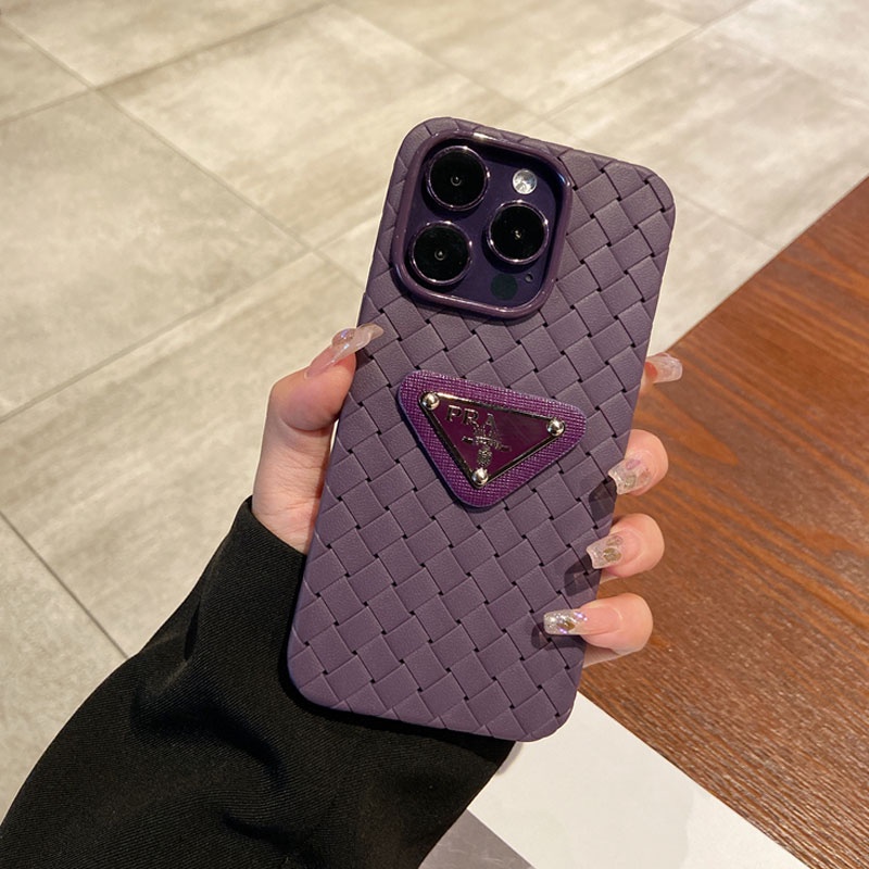 Prada For Iphone 14 12 13 Pro Max 14pro 11 ProMax 13Pro Purple Advanced Sense Triangle Phone Case for Iphone 12 13 14 12 Pro 11 Pro Max Phone Cases Back Cover