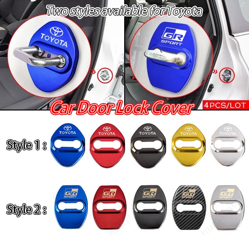 Bộ 4 Ốp Khóa Cửa Xe Hơi Bằng Thép Không Gỉ Cho Toyota Gr Sport Raize Rush Vios Veloz Cross Corolla Yaris Sienta Prius Camry Fortuner Wigo Innova Hilux Rav4 86