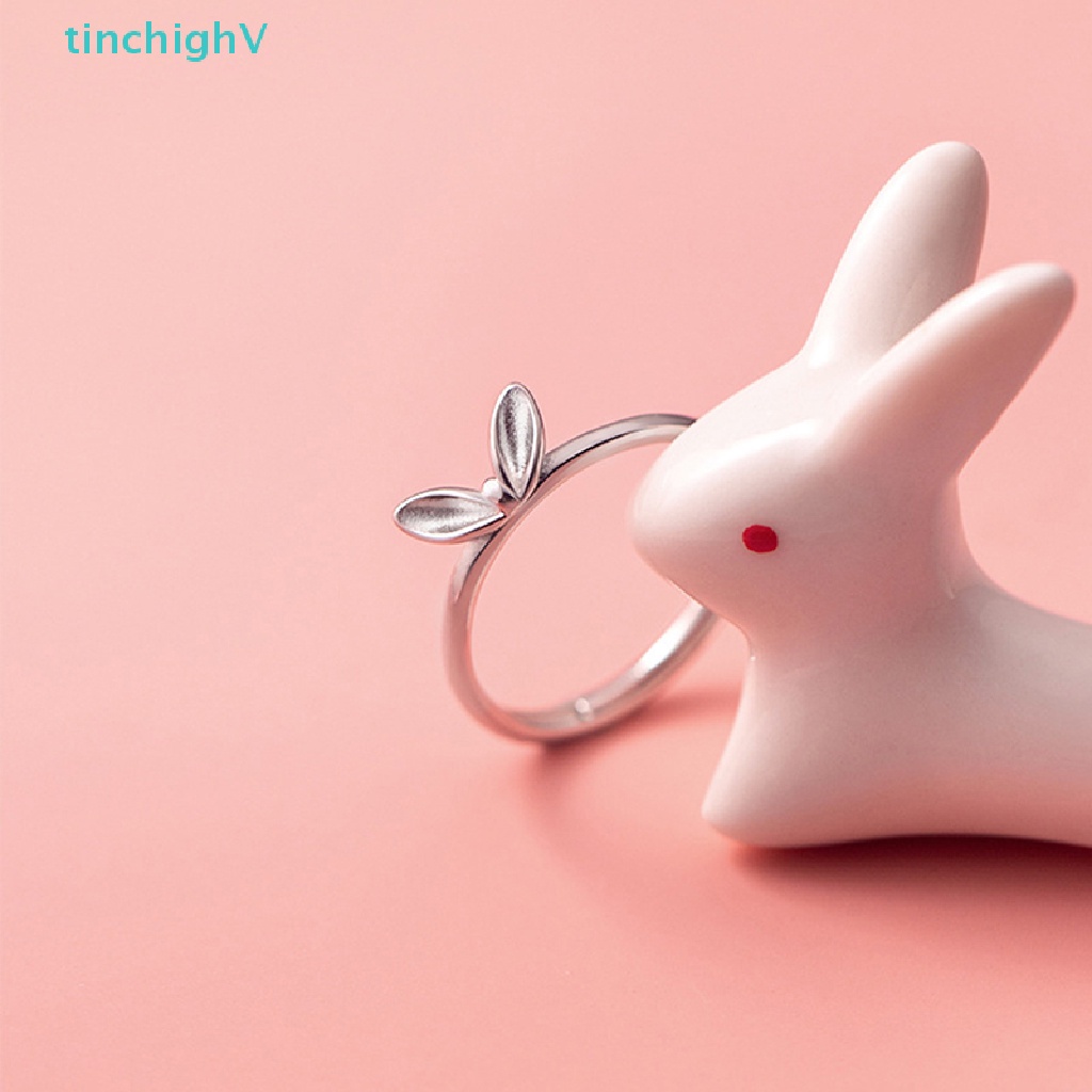 [TinchighV] Nhẫn Hở Hình Tai Thỏ Màu Bạc Dễ Thương Có Thể Điều Chỉnh Làm Quà Tặng Trang Sức Cho Nữ [Mới]