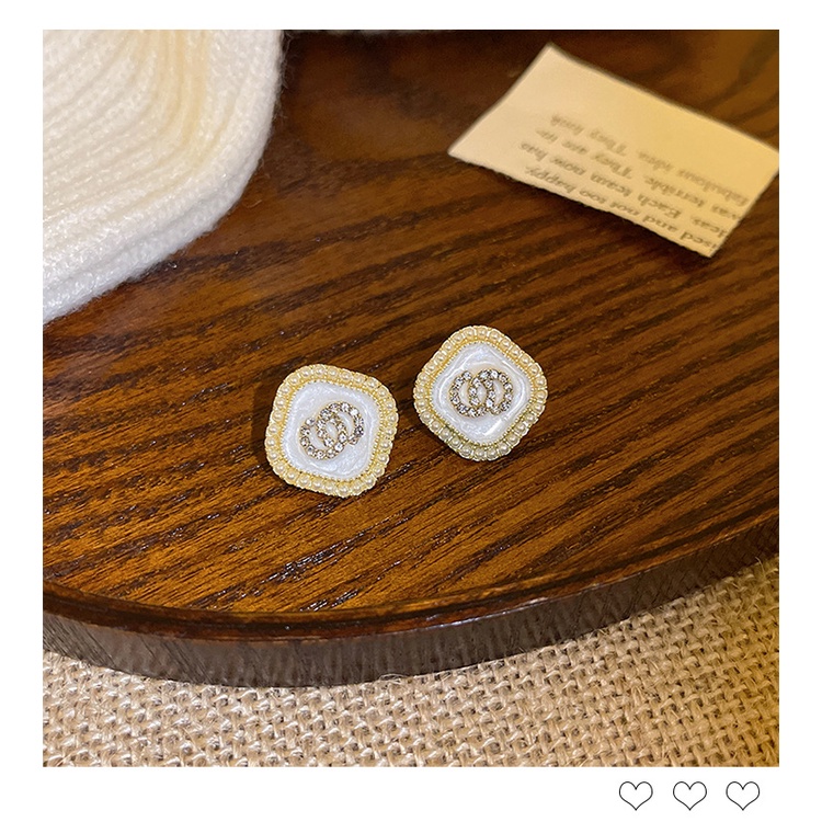 Bông Tai Hình Vuông Màu Trắng Thiết Kế Tinh Tế Thời Trang Cao Cấp