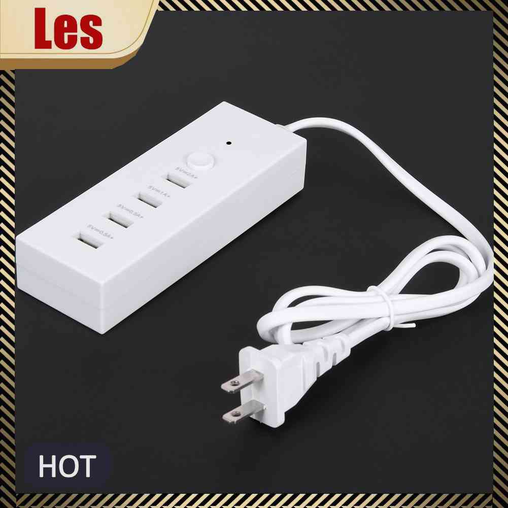1Pc 5V 2A Portable US Plug Home Travel Compatible Quick Charging 4 USB Port Charger Hub( White)