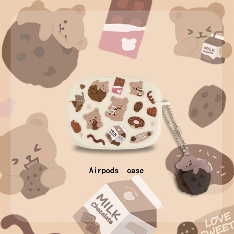 Vỏ Đựng Ốp Case Gấu Cookie Tai Nghe Không Dây 3/1/2/pro Chống Va Đập, Bụi bẩn - Jerry Shop