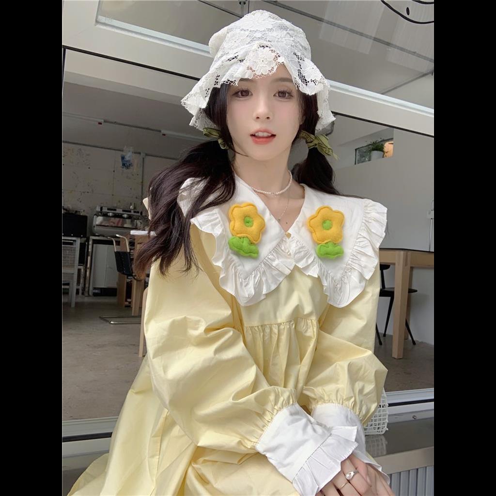 Đầm Tay Dài Cổ Búp Bê Thiết Kế Ba Chiều Ngọt Ngào Thời Trang Mới Cho Nữ