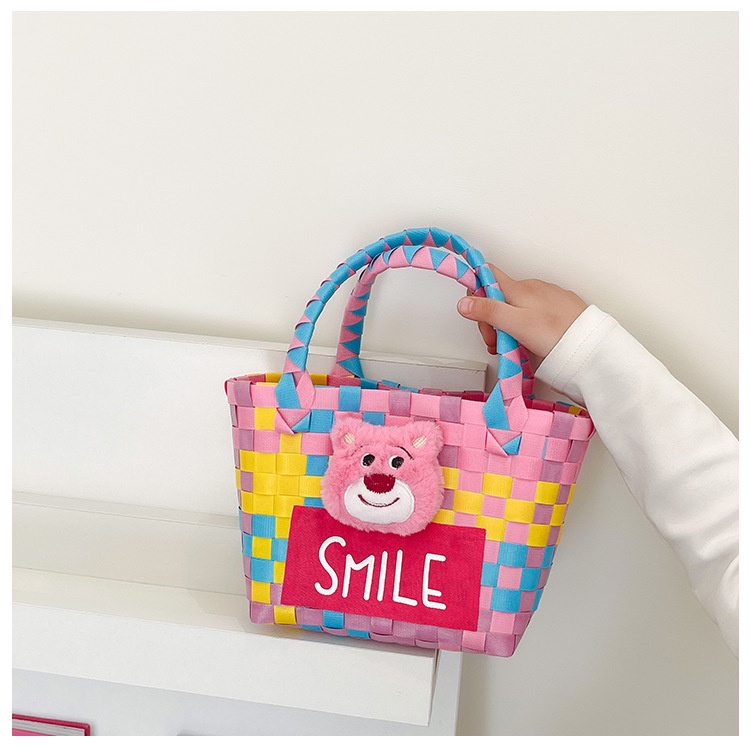 Túi Xách Đeo Chéo Vai Cỡ Lớn Họa Tiết Gấu Hoạt Hình / Dâu Tây Dễ Thương Cho Nữ