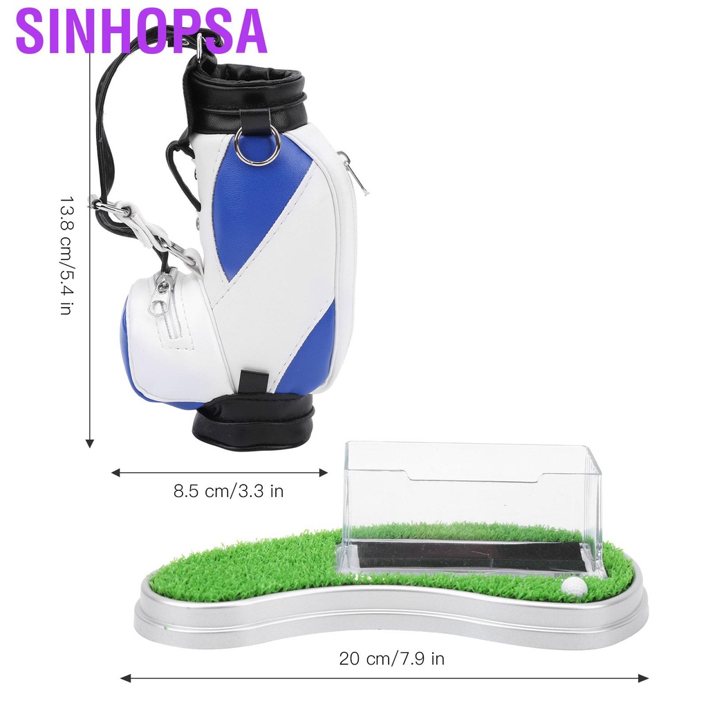 Sinhopsa Mini  Bag Pen Holder and 3x Pens with Business Card Box Base Gift Blue White