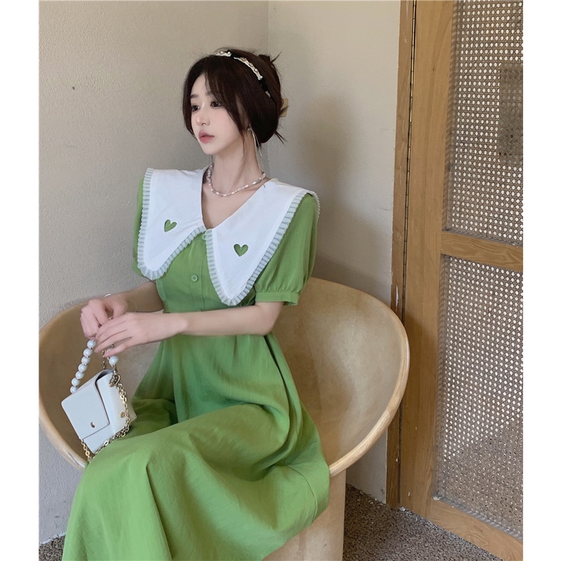 Đầm Maxi Chữ A Tay Phồng Cổ Búp Bê Phong Cách Hàn Quốc Thời Trang Mùa Hè 2023 Mới