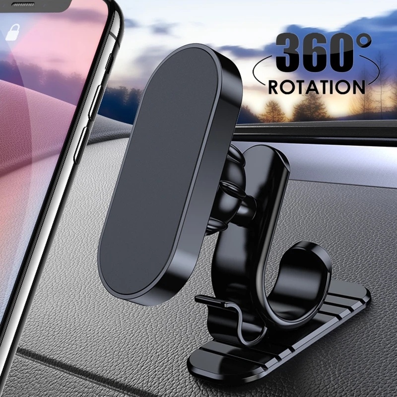 Giá Đỡ Điện Thoại Từ Tính Tự Dính Xoay 360 Độ Kèm Dây Cáp Tiện Dụng