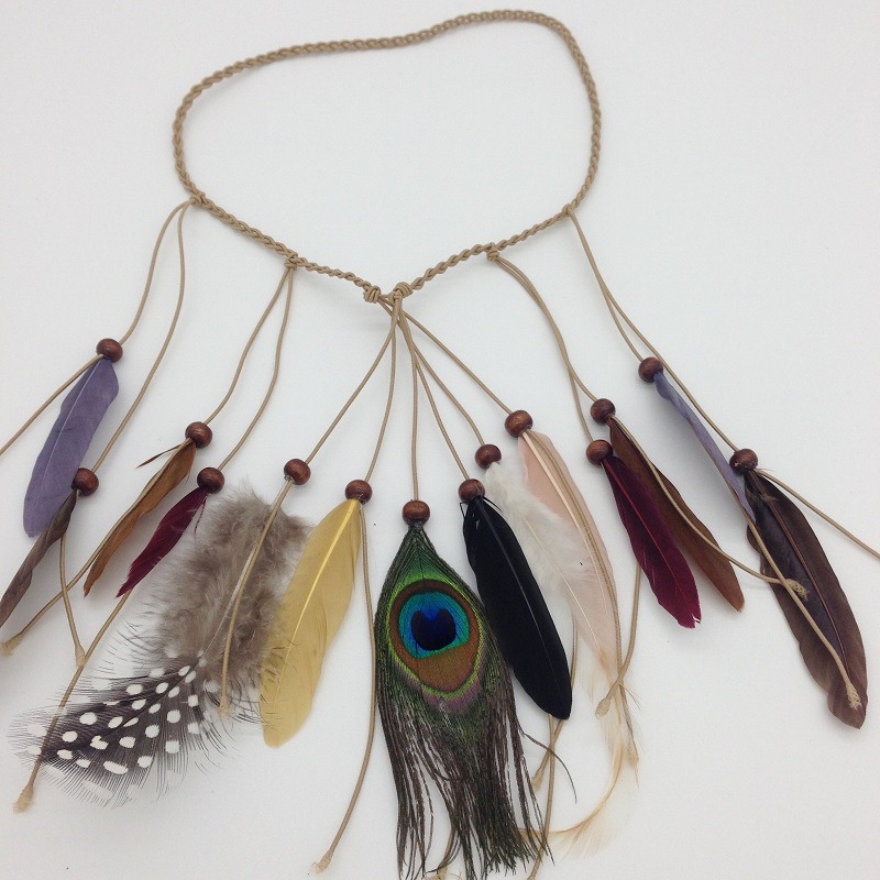 Băng Đô Cài Tóc Đính Lông Vũ Phong Cách Bohemia