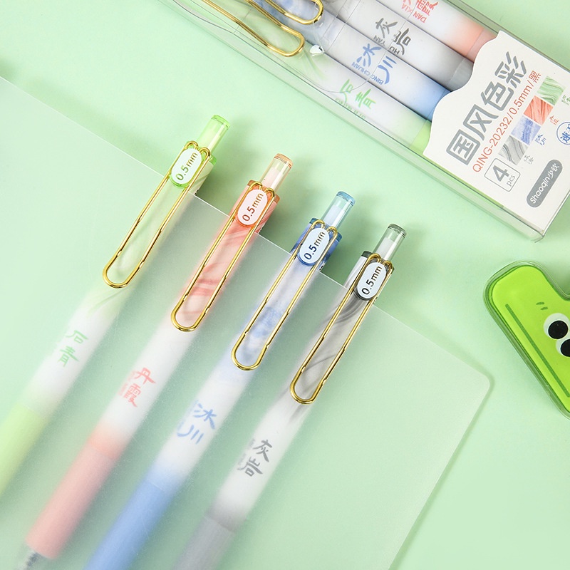 Set 4 Bút Bi Mực Đen Ngòi 0.5mm