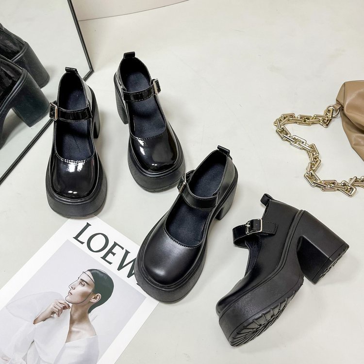 Giày Cao Gót Da Đế Dày Phong Cách lolita Xinh Xắn Cho Nữ
