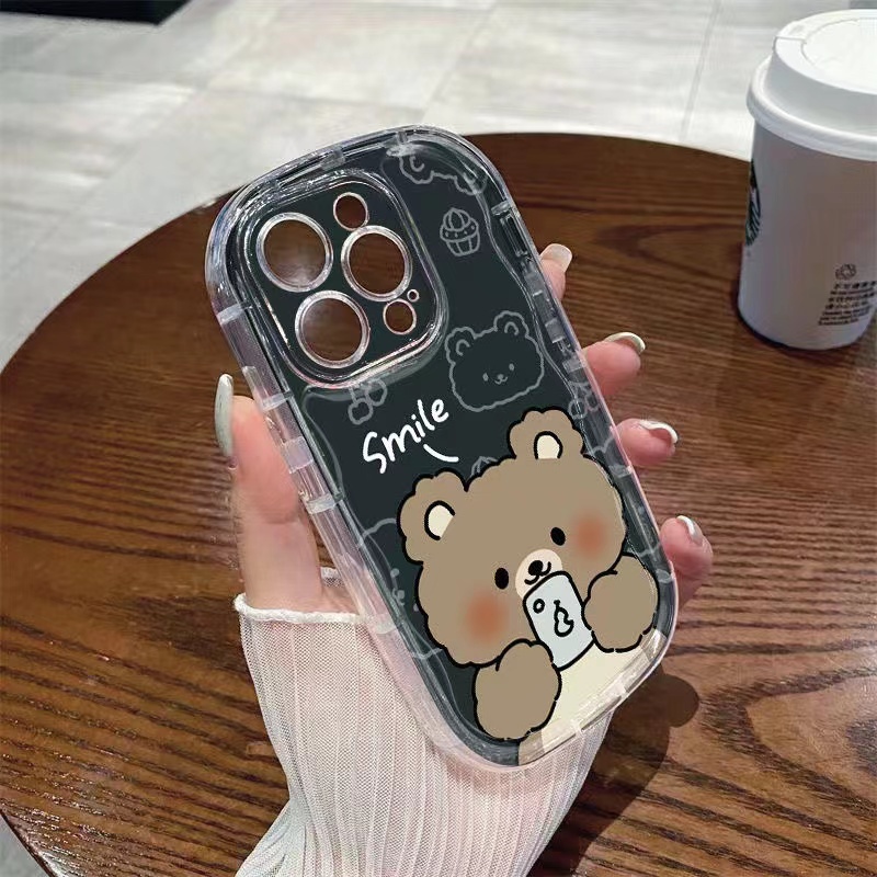 Ốp Điện Thoại Silicon TPU Mềm Trong Suốt Chống Sốc In Hình Gấu Dễ Thương Cho IPhone 14 13 11 12 Pro XS Max X XR 7 + 8 Plus