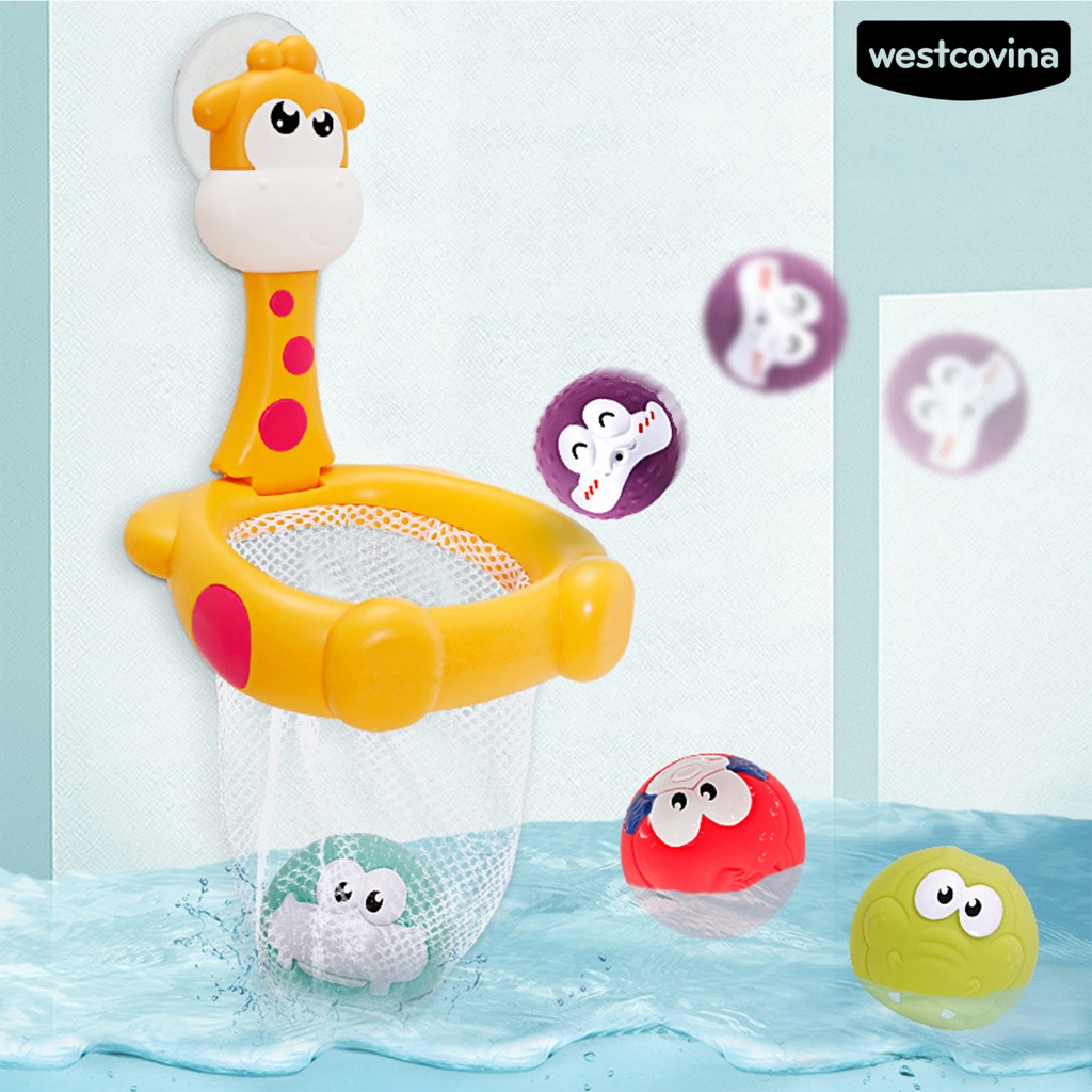 [COD]♋1 Bộ Đồ Chơi Nhà Tắm Bóng Rổ Hoạt Hình Bóp Lưới Cá Không Mùi Chống Nước Cho Bé