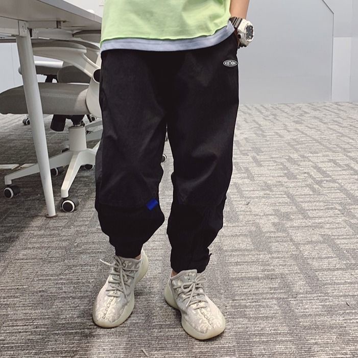 Quần Dài Thể Thao Vải Cotton Dáng Rộng Thiết Kế Cá Tính Cho Bé Trai