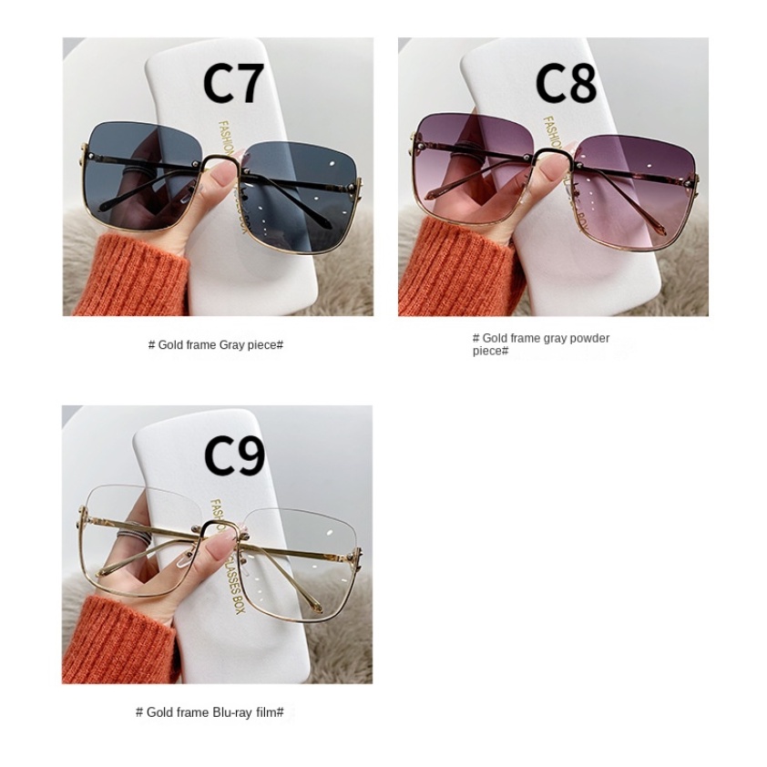 Kính Mát Nửa Gọng Kim Loại Phong Cách Retro Thời Trang Cho Nữ