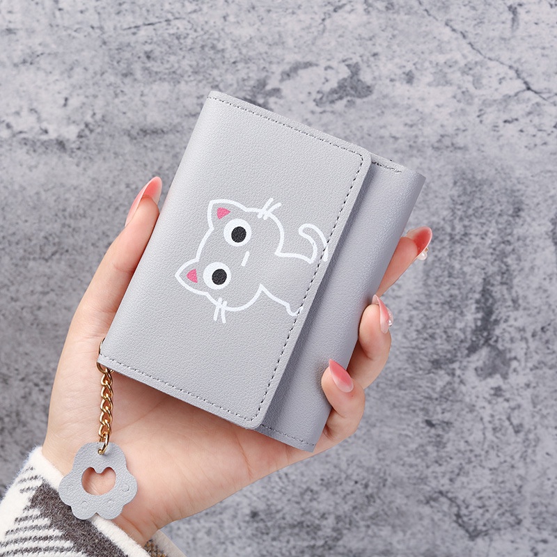 Ví nữ mini thời trang giá rẻ da bò dáng ngắn nhỏ gọn xinh xắn đựng tiền xu phong cách hoạt hình nhỏ