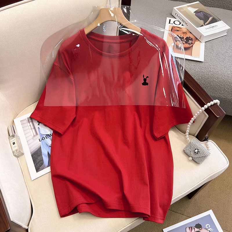 Áo thun NRVP 100% cotton tay ngắn in họa tiết đơn giản phong cách Hàn Quốc cho nữ