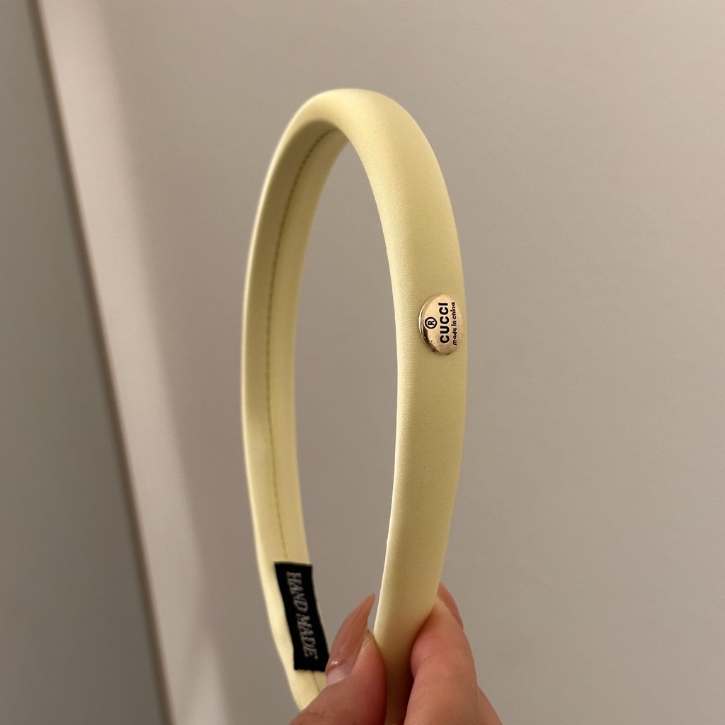Băng Đô Cài Tóc Bằng Xốp Satin In Chữ Kim Loại Hình Oval Phong Cách Mới Đơn Giản Cho Nữ