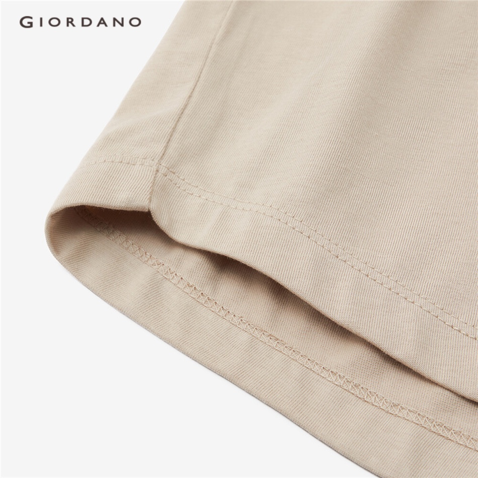 Áo thun GIORDANO 13323308 cotton cổ tròn tay phồng xếp ly thời trang dành cho nữ