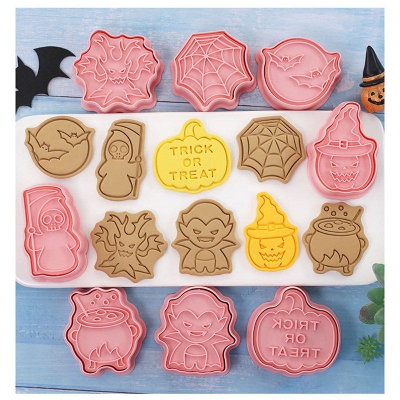 Set 24 Khuôn Làm Bánh Quy Bằng Nhựa PP Kiểu Dáng Hoạt Hình Phong Cách Halloween