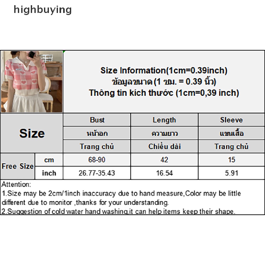 Áo Croptop Dệt Kim Tay Ngắn Cổ Polo Họa Tiết Caro Và Trái Tim Thời Trang Mùa Hè Cho Nữ