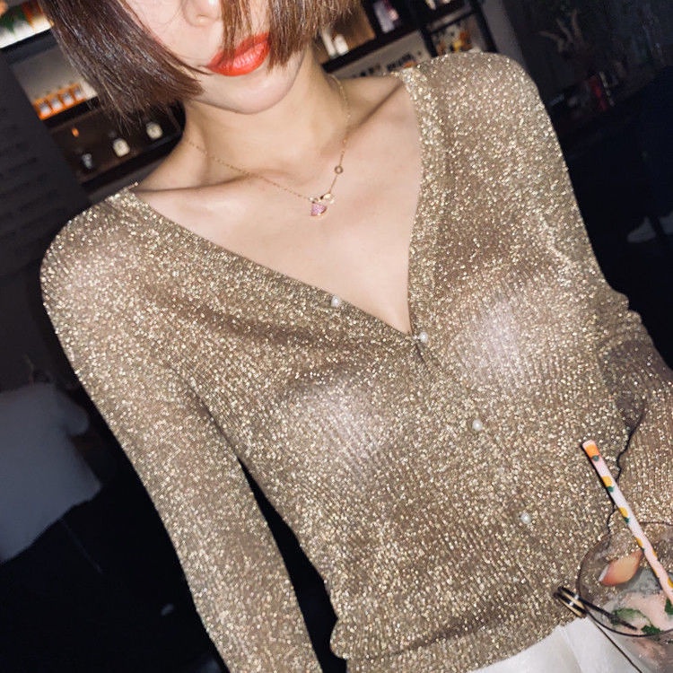 Áo Khoác Cardigan Dệt Kim Đính Nút Ngọc Trai Sang Trọng Nhập Khẩu Châu Âu