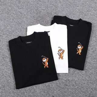 Áo thun cotton tay ngắn cổ tròn in hình hổ cơ bản đánh golf malbon cho nam và nữ