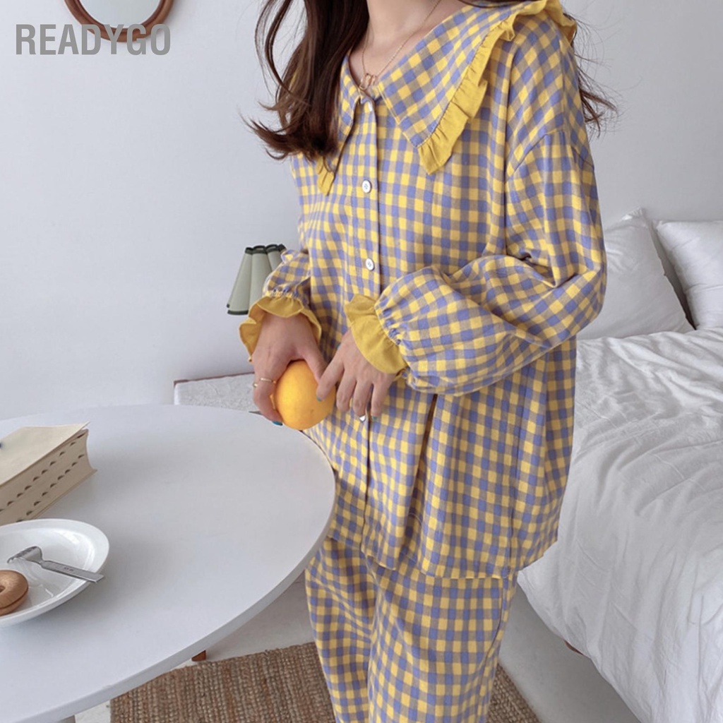 Bộ Đồ Ngủ Tay Dài Dáng Rộng Họa Tiết Kẻ Sọc Thời Trang Xuân Thu Xinh Xắn Cho Nữ | BigBuy360 - bigbuy360.vn