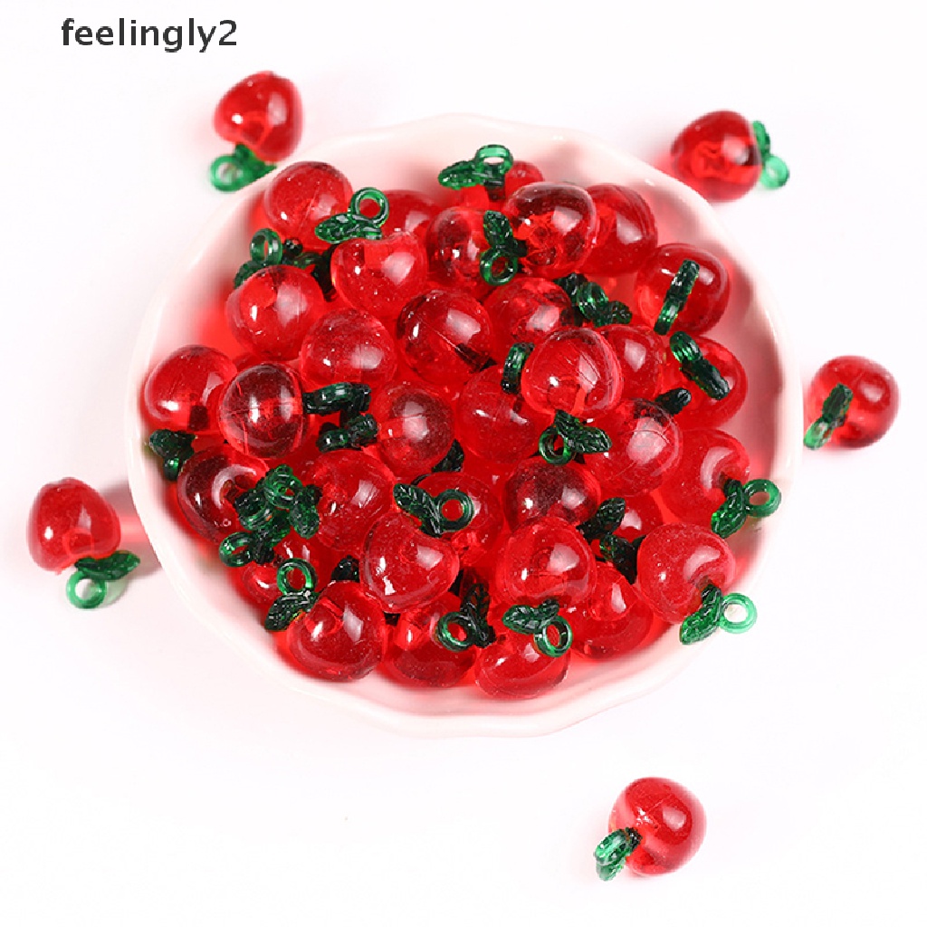 Bộ 10 Quả Cherry 3D Mini Bằng Nhựa Dùng Trang Trí Sổ Tay DIY