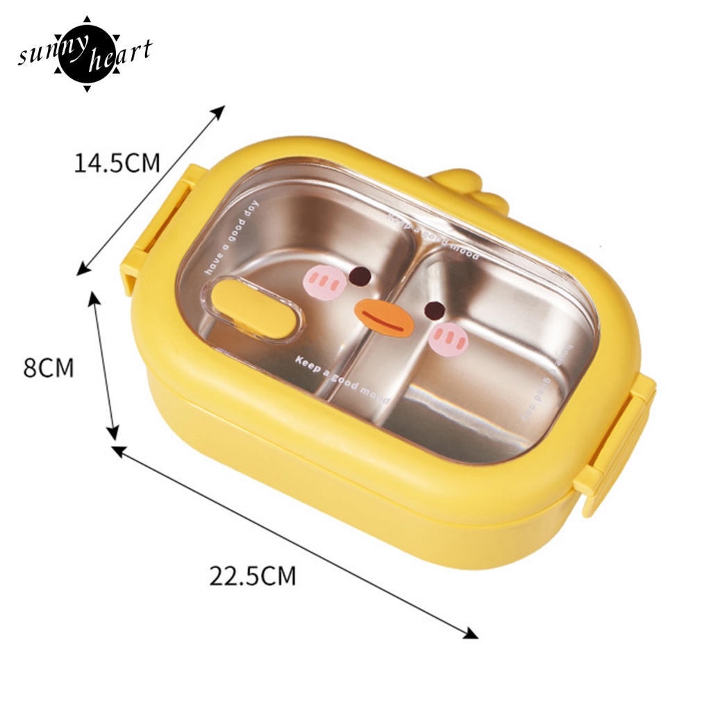 Sunnyheart Hộp Đựng Cơm Trưa Đế Dày Bằng Thép Không Gỉ Hình Vịt Vàng Đáng Yêu