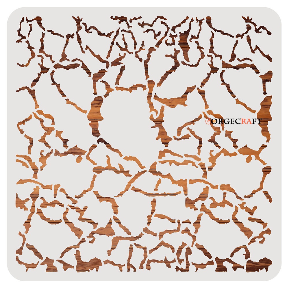 1pc BENECREAT Crackle Drawing Stencils 30x30cm Irregular Crack Texture Painting Templates for Scrapbooking Card Making Wall Floor Art Canvas Furniture