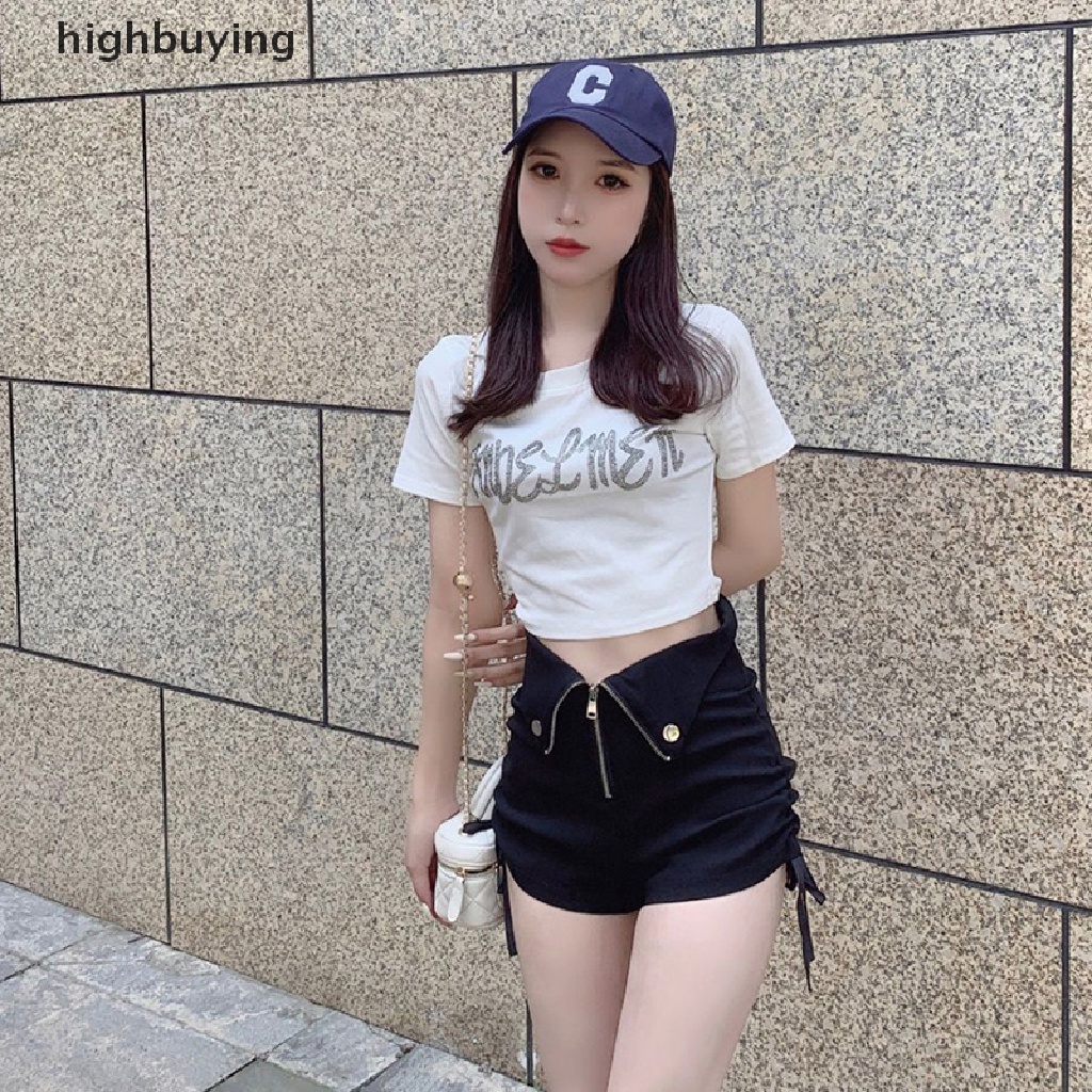 Hbvn Belle Quần Short Lưng Cao Ôm Dáng Thiết Kế Đường Phố Tối Giản Mùa Hè Causal Temper Youth Modish Cho Nữ