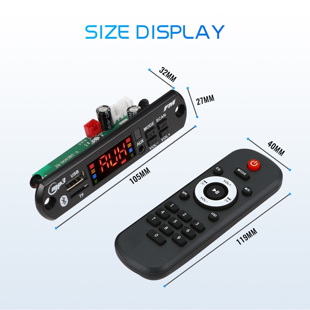 Bảng Mạch Khuếch Đại Âm Thanh MP3 80W Bluetooth 5.0 12V 40W Không Dây Hỗ Trợ Thẻ TF AUX FM Radio