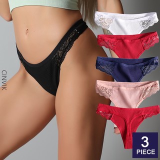 Quần lót cotton phối ren màu sắc trơn quyến rũ cho nữ