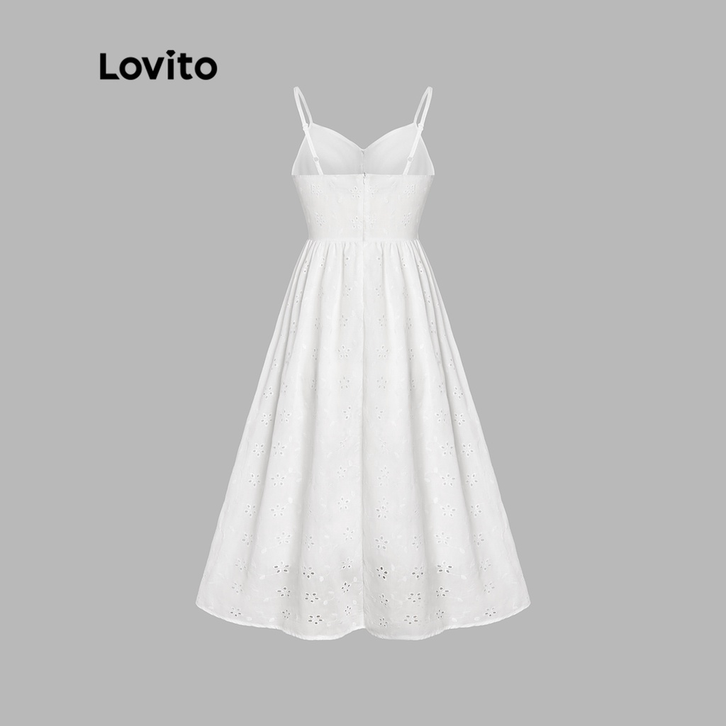 Đầm Suông Thắt Eo Họa Tiết Hoa Lovito Dễ Thương Cho Nữ L45AD039 (Trắng)