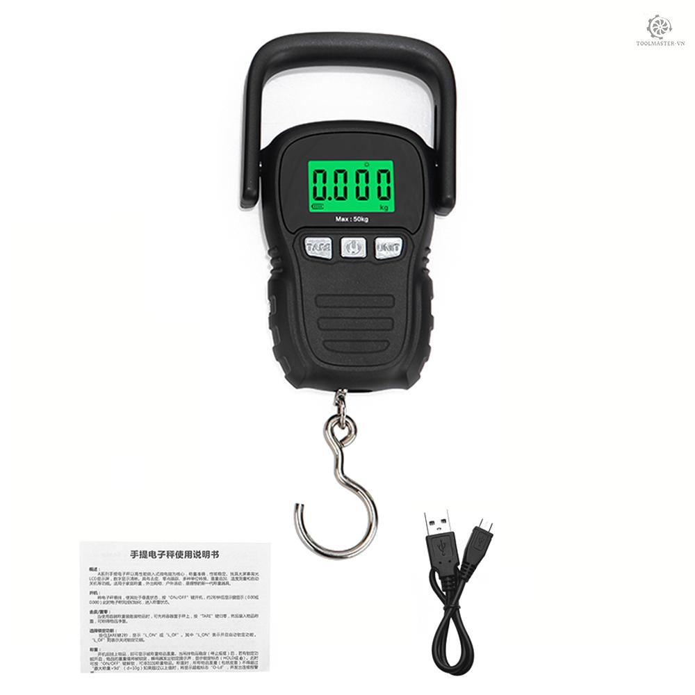 Cân Điện Tử Mini 5Kg 50kg Có Màn Hình Kỹ Thuật Số Với Đèn Nền Xanh Lá Và Móc Treo Tiện Dụng