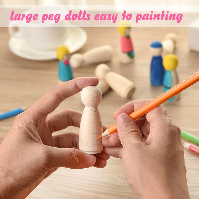 Set 10 Búp Bê Gỗ Tự Vẽ 35-55cm