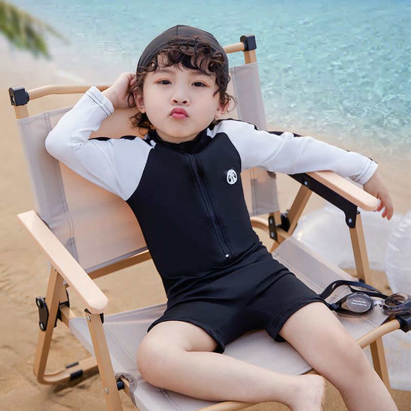 Giao ngay&Vận chuyển miễn phí Áo bơi trẻ em nam dài tay chống nắng nhanh khô liền thân phong cách Hàn Quốc, áo bơi trẻ em bé trai đẹp và dễ thương cho bé trai nhỏ và trung bình khi đi tắm suối.