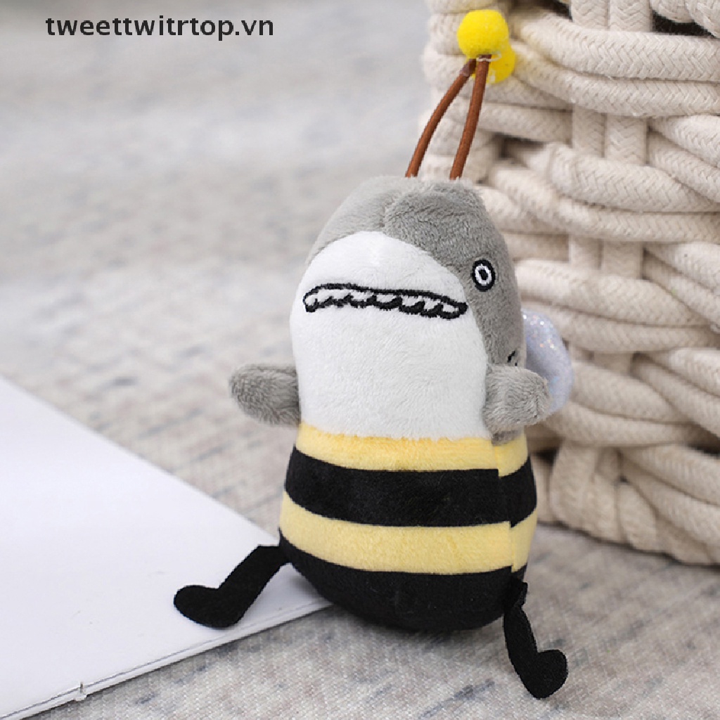 Đồ chơi nhồi bông Hình Cá Mập / Ong Mềm Mại Vui Nhộn Gắn Móc Khóa Cho Bé