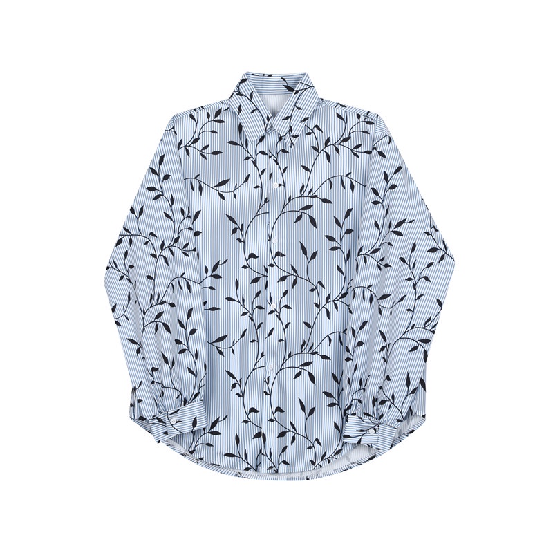 Áo Sơ Mi Nam Dài Tay In Hình Lá Cây Phong Cách Mới 2023