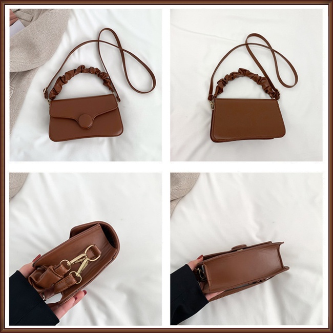 Túi Đeo Chéo Da Pu Màu Trơn Đơn Giản Phong Cách Retro Cho Nữ