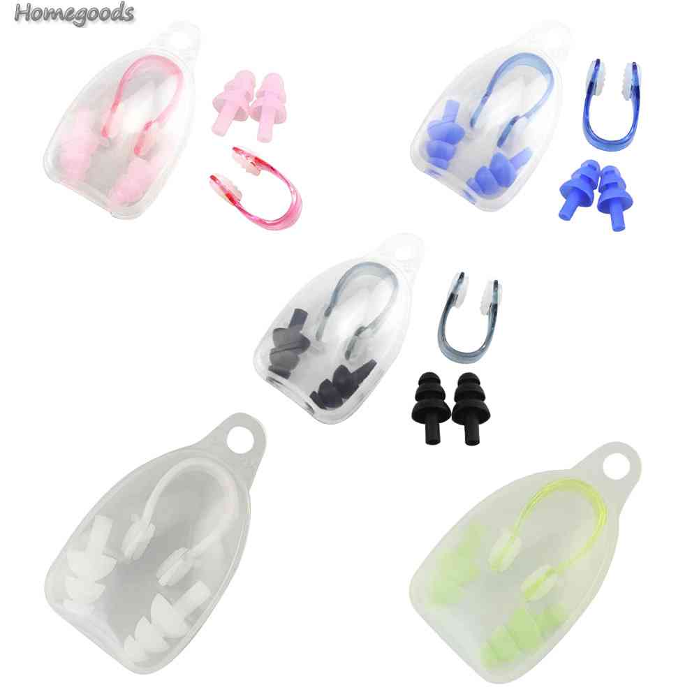 Bộ Nút Bịt Tai + Kẹp Mũi Bảo Vệ Chống Ồn Chống Thấm Nước Tiện Dụng Khi Đi Bơi