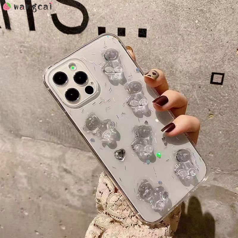 Ốp Điện Thoại Trang Trí Hình Gấu 3D Cho iPhone 14 Plus 13 12 Mini 11 Pro XS Max XR X 7 8 6 Plus